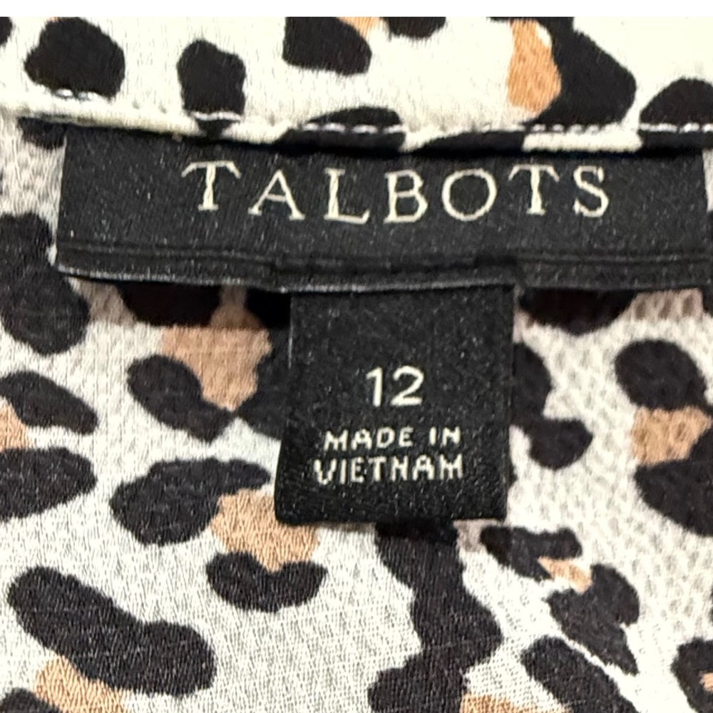 Talbots Leopard Print Ruffle Hem Midi Dress Womens 12 Classic Business Casual - Picture 7 of 10